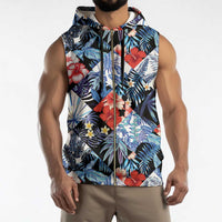 Hawaii Tropicana Blue Pattern Sleeveless Zip Hoodie - Polynesian Pride