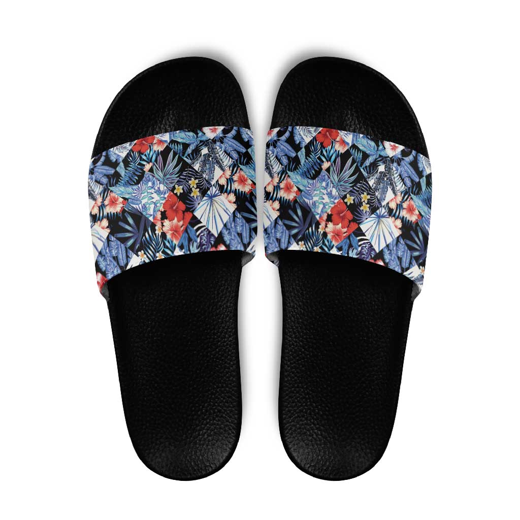 Hawaii Tropicana Blue Pattern Slide Sandals - Polynesian Pride