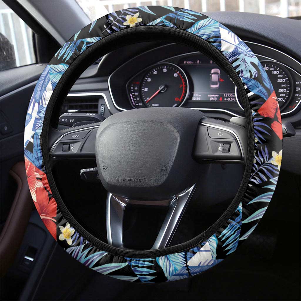 Hawaii Tropicana Blue Pattern Steering Wheel Cover - Polynesian Pride