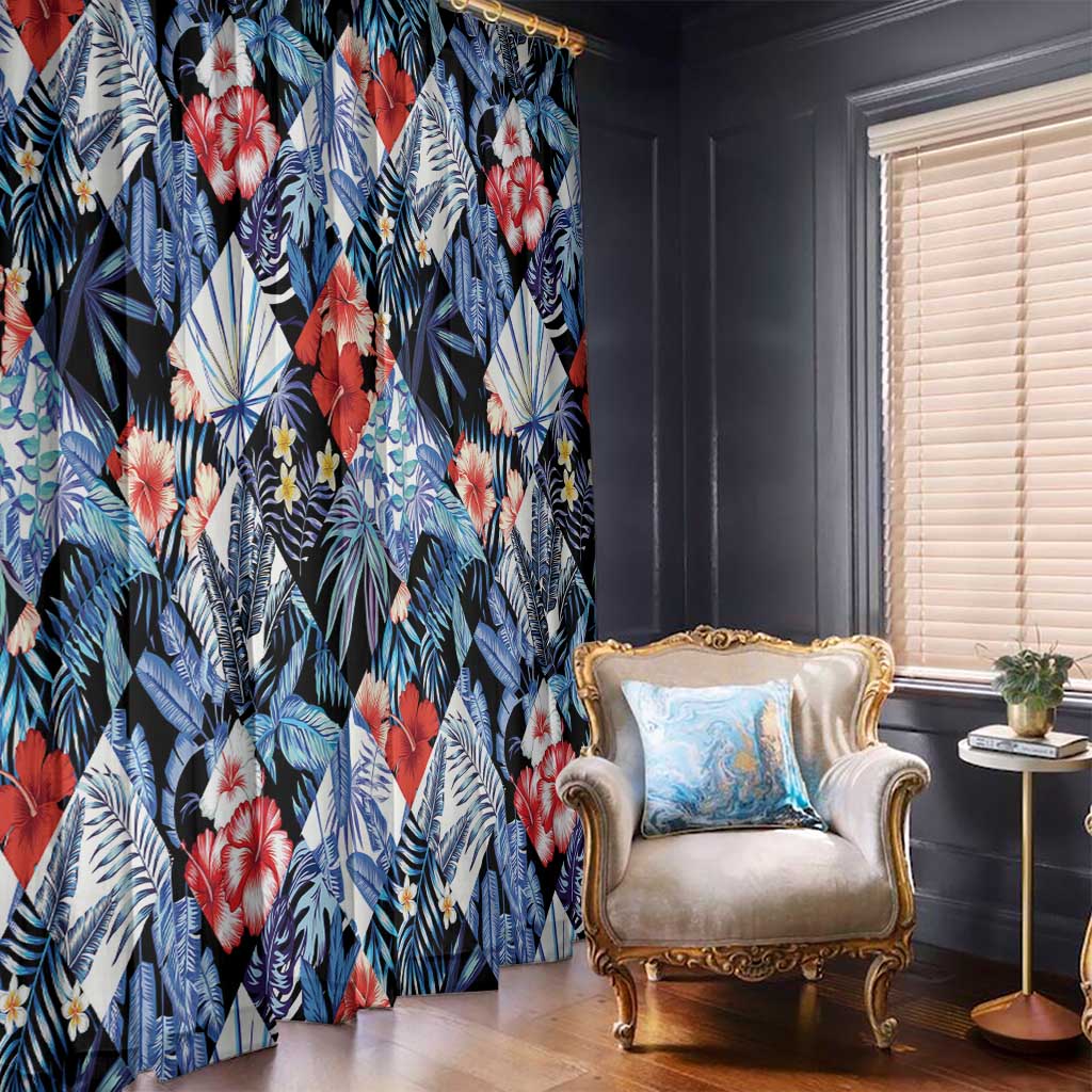 Hawaii Tropicana Blue Pattern Window Curtain - Polynesian Pride