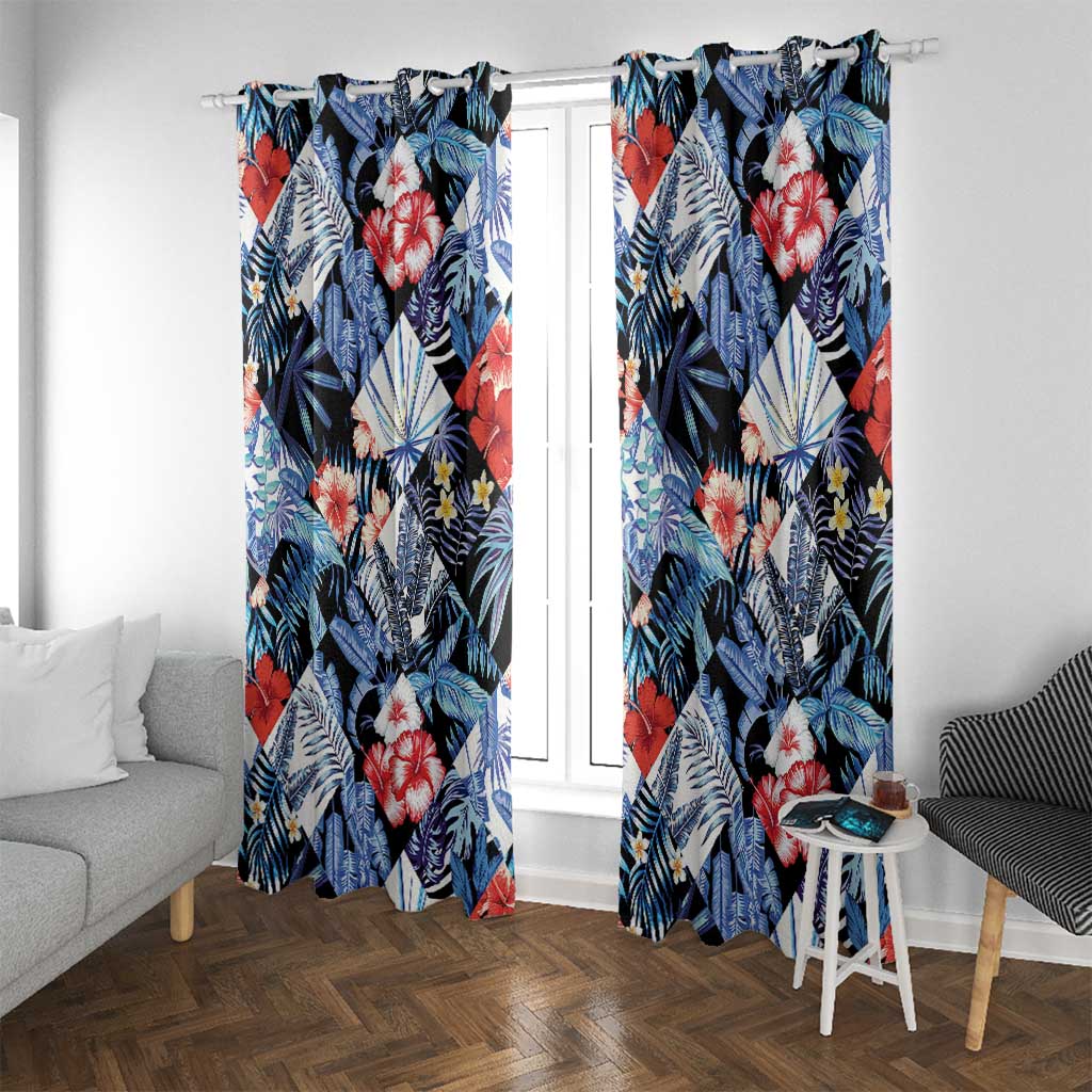 Hawaii Tropicana Blue Pattern Window Curtain - Polynesian Pride