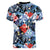 Hawaii Tropicana Blue Pattern Women V-Neck T-Shirt - Polynesian Pride