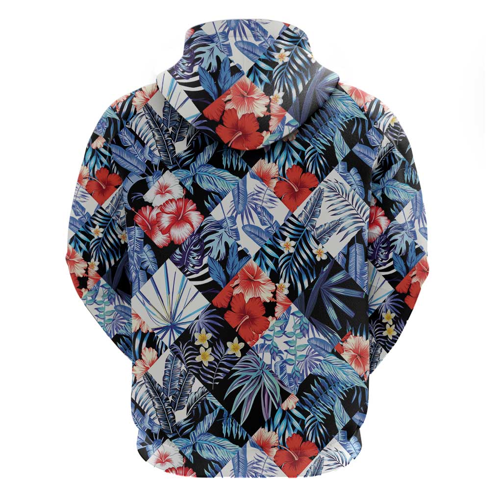 Hawaii Tropicana Blue Pattern Zip Hoodie - Polynesian Pride