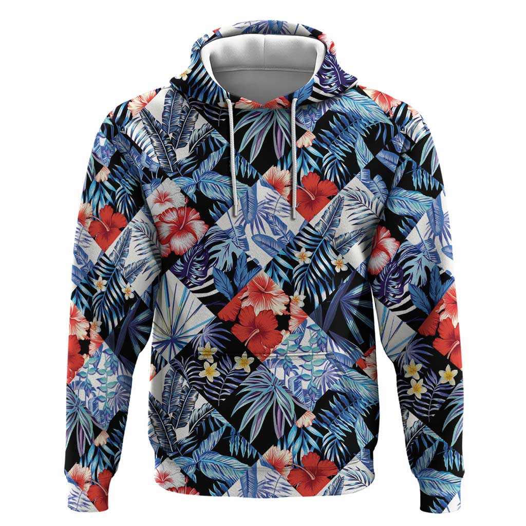 Hawaii Tropicana Blue Pattern Zip Hoodie - Polynesian Pride