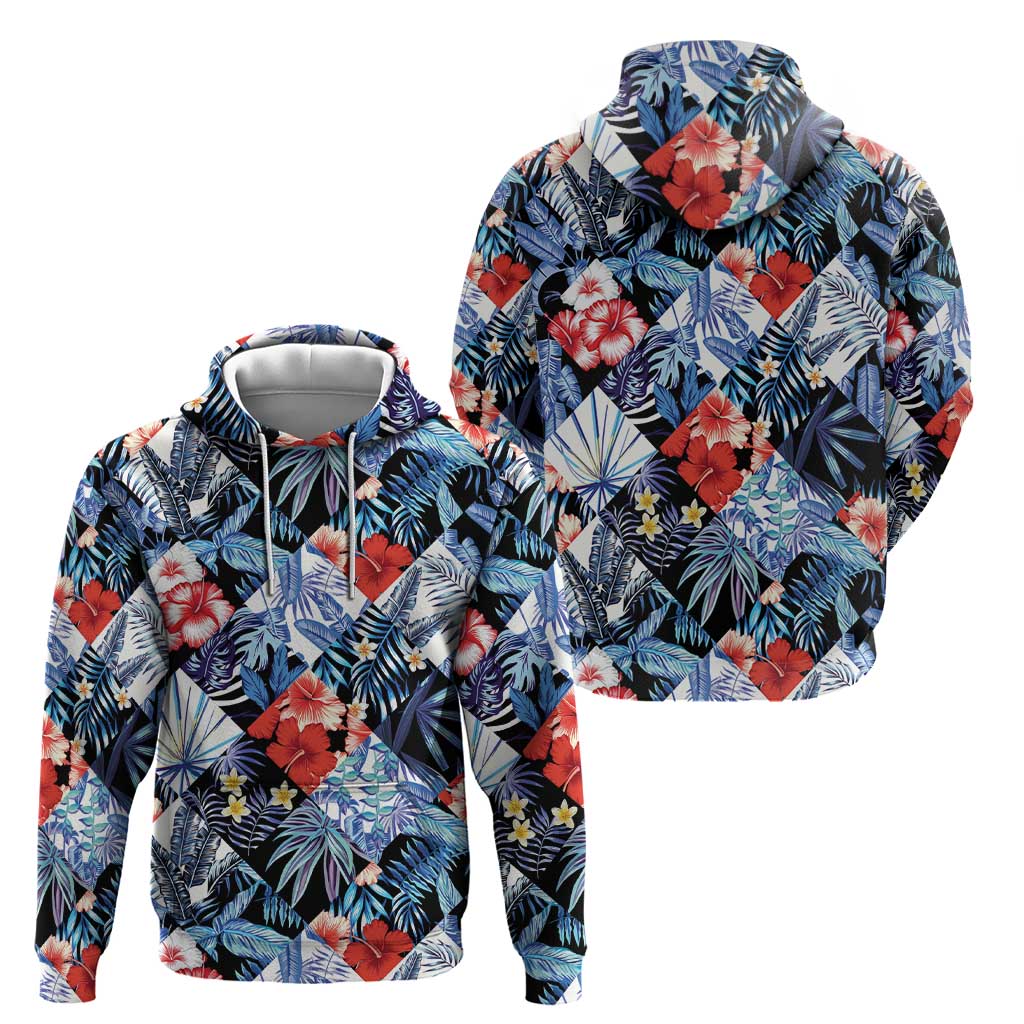 Hawaii Tropicana Blue Pattern Zip Hoodie - Polynesian Pride