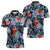 Hawaii Tropicana Blue Pattern Zipper Polo Shirt - Polynesian Pride