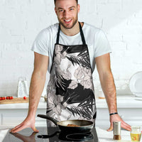 Black White Monotone Tropical Flowers Pattern Apron - Polynesian Pride