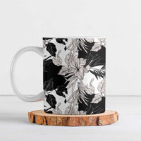 Black White Monotone Tropical Flowers Pattern Ceramic Mug - Polynesian Pride