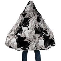 Black White Monotone Tropical Flowers Pattern Cloak - Polynesian Pride