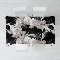 Black White Monotone Tropical Flowers Pattern Tablecloth - Polynesian Pride