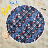 Polynesian Monstera Tiare Floral Beach Blanket Royal Blue Tropical Plaid LT01 One Size 150cm Blue - Polynesian Pride