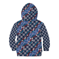 Polynesian Monstera Tiare Floral Kid Hoodie Royal Blue Tropical Plaid LT01 - Polynesian Pride