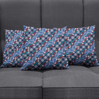 Polynesian Monstera Tiare Floral Pillow Cover Royal Blue Tropical Plaid LT01 - Polynesian Pride