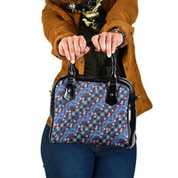 Polynesian Monstera Tiare Floral Shoulder Handbag Royal Blue Tropical Plaid - Polynesian Pride