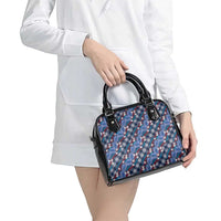 Polynesian Monstera Tiare Floral Shoulder Handbag Royal Blue Tropical Plaid - Polynesian Pride