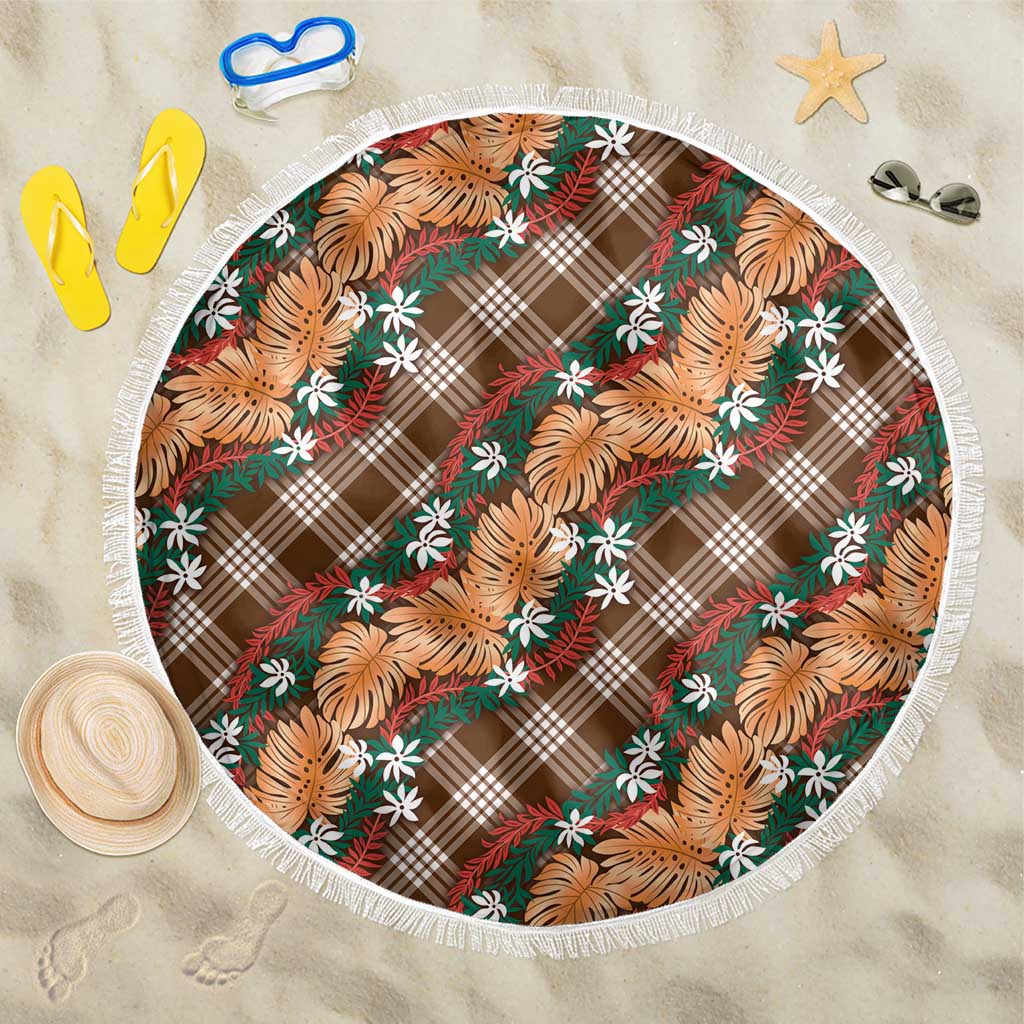 Polynesian Monstera Tiare Floral Beach Blanket Chocolate Brown Tropical Plaid LT01 One Size 150cm Brown - Polynesian Pride