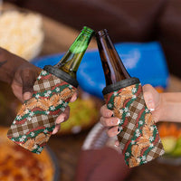 Polynesian Monstera Tiare Floral 4 in 1 Can Cooler Tumbler Chocolate Brown Tropical Plaid - Polynesian Pride