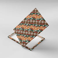 Polynesian Monstera Tiare Floral Canvas Wall Art Chocolate Brown Tropical Plaid - Polynesian Pride