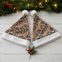 Polynesian Monstera Tiare Floral Christmas Santa Hat Chocolate Brown Tropical Plaid - Polynesian Pride