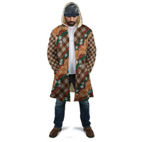 Polynesian Monstera Tiare Floral Cloak Chocolate Brown Tropical Plaid - Polynesian Pride