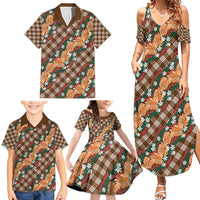 Polynesian Monstera Tiare Floral Family Matching Summer Maxi Dress and Hawaiian Shirt Chocolate Brown Tropical Plaid LT01 - Polynesian Pride