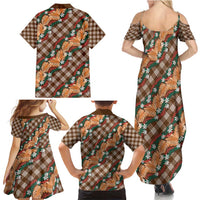 Polynesian Monstera Tiare Floral Family Matching Summer Maxi Dress and Hawaiian Shirt Chocolate Brown Tropical Plaid LT01 - Polynesian Pride