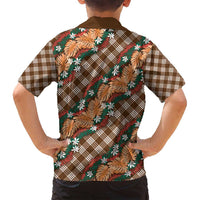 Polynesian Monstera Tiare Floral Family Matching Tank Maxi Dress and Hawaiian Shirt Chocolate Brown Tropical Plaid LT01 - Polynesian Pride