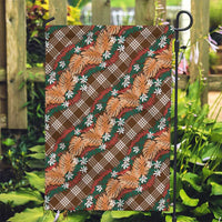 Polynesian Monstera Tiare Floral Garden Flag Chocolate Brown Tropical Plaid LT01 Garden Flag Brown - Polynesian Pride