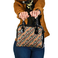 Polynesian Monstera Tiare Floral Shoulder Handbag Chocolate Brown Tropical Plaid - Polynesian Pride