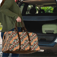 Polynesian Monstera Tiare Floral Travel Bag Chocolate Brown Tropical Plaid LT01 - Polynesian Pride