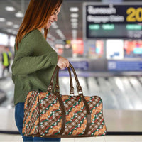 Polynesian Monstera Tiare Floral Travel Bag Chocolate Brown Tropical Plaid LT01 - Polynesian Pride