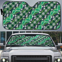 Polynesian Monstera Tiare Floral Auto Sun Shade Forest Green Tropical Plaid LT01 Green - Polynesian Pride