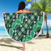 Polynesian Monstera Tiare Floral Beach Blanket Forest Green Tropical Plaid LT01 - Polynesian Pride