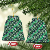 Polynesian Monstera Tiare Floral Ceramic Ornament Forest Green Tropical Plaid - Polynesian Pride