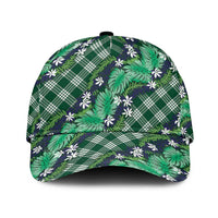 Polynesian Monstera Tiare Floral Classic Cap Forest Green Tropical Plaid - Polynesian Pride