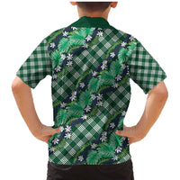 Polynesian Monstera Tiare Floral Family Matching Mermaid Dress and Hawaiian Shirt Forest Green Tropical Plaid LT01 - Polynesian Pride
