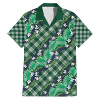 Polynesian Monstera Tiare Floral Family Matching Mermaid Dress and Hawaiian Shirt Forest Green Tropical Plaid LT01 Dad's Shirt - Short Sleeve Green - Polynesian Pride