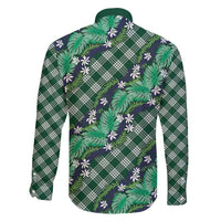 Polynesian Monstera Tiare Floral Family Matching Short Sleeve Bodycon Dress and Hawaiian Shirt Forest Green Tropical Plaid LT01 - Polynesian Pride