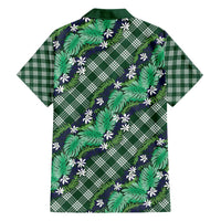 Polynesian Monstera Tiare Floral Family Matching Tank Maxi Dress and Hawaiian Shirt Forest Green Tropical Plaid LT01 - Polynesian Pride