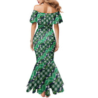 Polynesian Monstera Tiare Floral Mermaid Dress Forest Green Tropical Plaid - Polynesian Pride