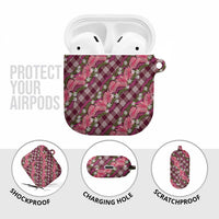 Polynesian Monstera Tiare Floral AirPods Case Fuchsia Tropical Plaid LT01 - Polynesian Pride