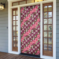 Polynesian Monstera Tiare Floral Door Cover Fuchsia Tropical Plaid LT01 - Polynesian Pride