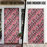 Polynesian Monstera Tiare Floral Door Cover Fuchsia Tropical Plaid LT01 - Polynesian Pride