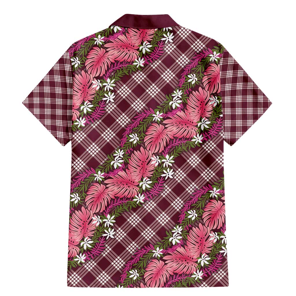 Polynesian Monstera Tiare Floral Family Matching Mermaid Dress and Hawaiian Shirt Fuchsia Tropical Plaid LT01 - Polynesian Pride