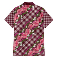 Polynesian Monstera Tiare Floral Family Matching Tank Maxi Dress and Hawaiian Shirt Fuchsia Tropical Plaid LT01 - Polynesian Pride