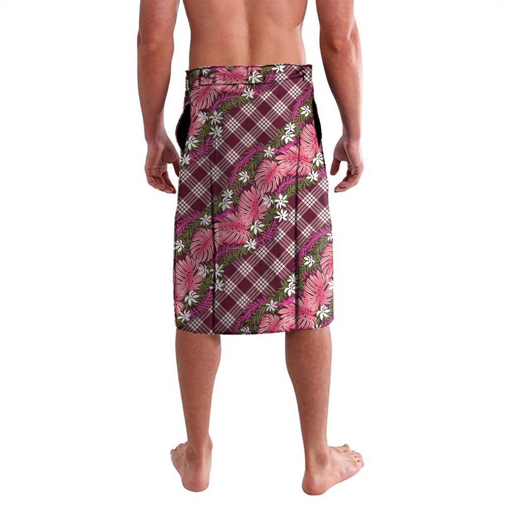 Polynesian Monstera Tiare Floral Lavalava Fuchsia Tropical Plaid - Polynesian Pride