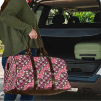 Polynesian Monstera Tiare Floral Travel Bag Fuchsia Tropical Plaid LT01 - Polynesian Pride