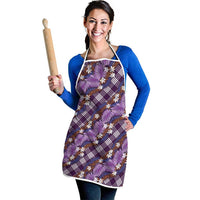 Polynesian Monstera Tiare Floral Apron Lavender Tropical Plaid - Polynesian Pride