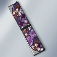 Polynesian Monstera Tiare Floral Auto Sun Shade Lavender Tropical Plaid LT01 - Polynesian Pride