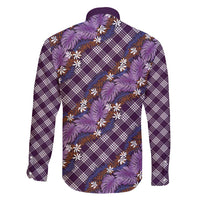 Polynesian Monstera Tiare Floral Family Matching Long Sleeve Bodycon Dress and Hawaiian Shirt Lavender Tropical Plaid LT01 - Polynesian Pride
